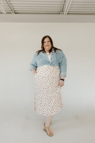 Textured Floral A - Line Midi Skirt – Blush Rosewood - Love Marlow