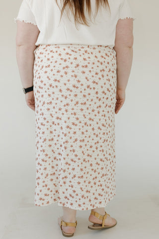 Textured Floral A - Line Midi Skirt – Blush Rosewood - Love Marlow