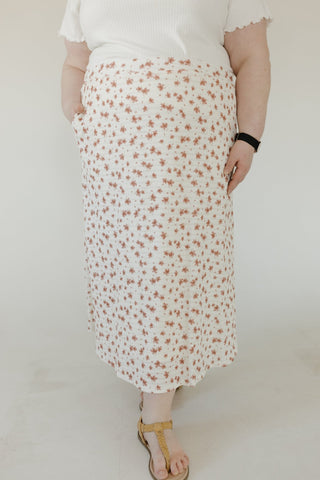 Textured Floral A - Line Midi Skirt – Blush Rosewood - Love Marlow