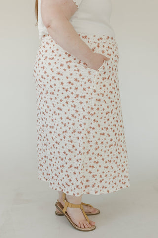 Textured Floral A - Line Midi Skirt – Blush Rosewood - Love Marlow
