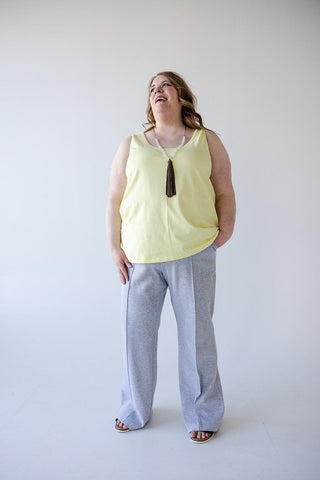 TEXTURED KNIT FLARE FRONT SEAM TROUSER WITH POCKETS - 20 - Love Marlow