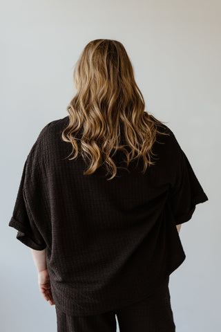 TEXTURED OVERSIZED TEE WITH ROLLED CUFF - Love Marlow
