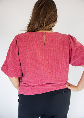 Textured Puff Sleeve Top – Canyon Rose - Love Marlow