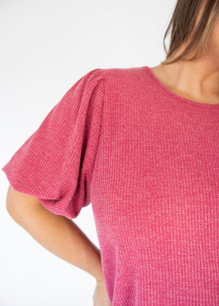Textured Puff Sleeve Top – Canyon Rose - Love Marlow