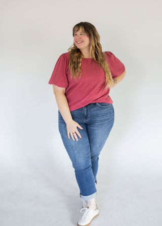 Textured Puff Sleeve Top – Canyon Rose - Love Marlow