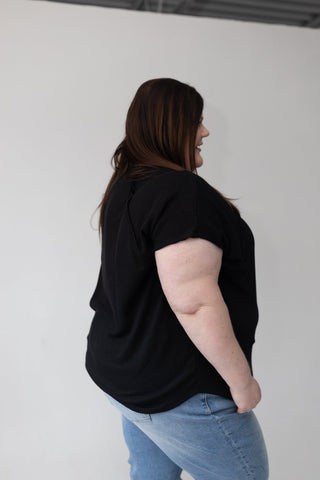 Textured Raglan Sleeve Relaxed Tee – Black - Love Marlow