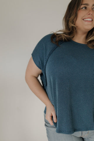 Textured Raglan Sleeve Relaxed Tee – Navy - Love Marlow