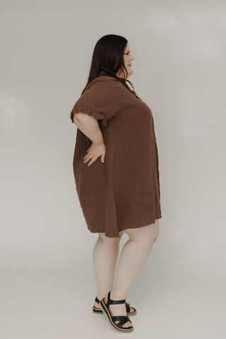 TEXTURED SHIRT DRESS IN TRUFFLE NOIR - Love Marlow