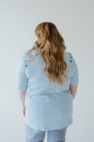 TEXTURED STRIPE TEE WITH GROMMET DETAILS - Love Marlow