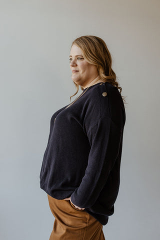 TEXTURED SWEATER DRESS WITH BUTTON DETAIL - Love Marlow