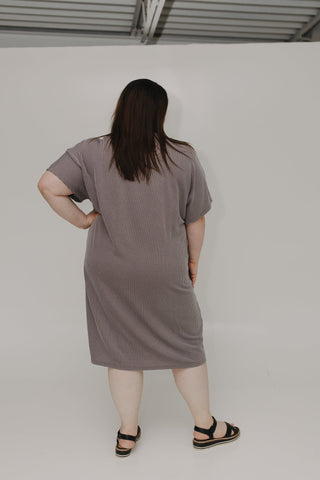 TEXTURED T - SHIRT DRESS WITH POCKET - Love Marlow