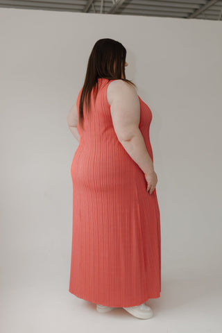 Textured Tank Strap Maxi Dress – Coral - Love Marlow