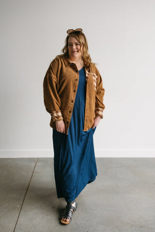 TEXTURED TANK STRAP MAXI DRESS IN DARK HORIZON - Love Marlow