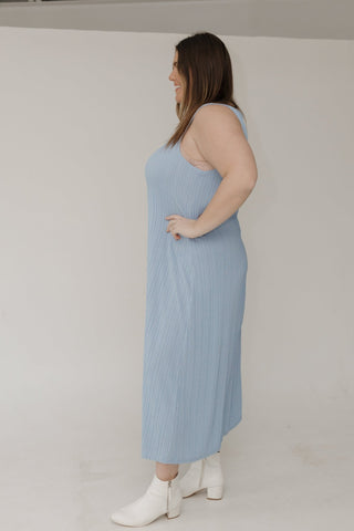Textured Tank Strap Maxi Dress – Sky Blue - Love Marlow