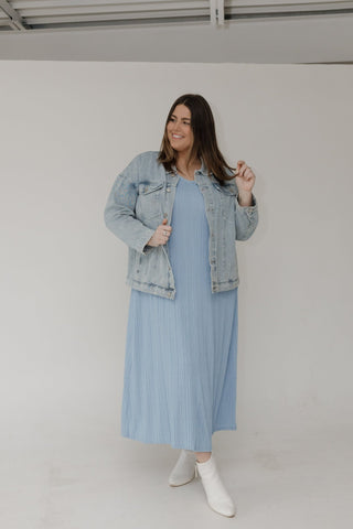 Textured Tank Strap Maxi Dress – Sky Blue - Love Marlow