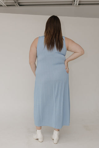 Textured Tank Strap Maxi Dress – Sky Blue - Love Marlow