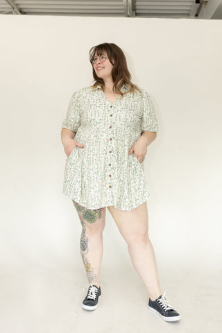 The Artisan Cotton Button - Front Fit & Flare – Dusty Turquoise - Love Marlow