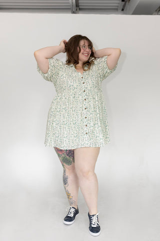 The Artisan Cotton Button-Front Fit & Flare – Dusty Turquoise - Love Marlow