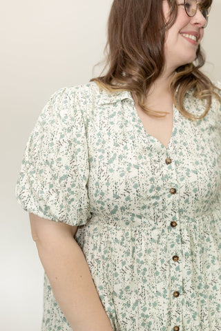 The Artisan Cotton Button - Front Fit & Flare – Dusty Turquoise - Love Marlow