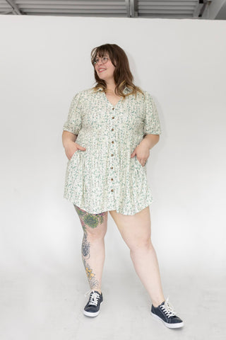 The Artisan Cotton Button-Front Fit & Flare – Dusty Turquoise - Love Marlow