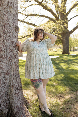 The Artisan Cotton Button - Front Fit & Flare – Dusty Turquoise - Love Marlow