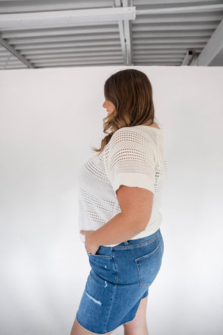 The Artisan Open-Knit Crochet Short Sleeve Sweater - Love Marlow