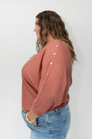 The Signature Boat Neck Textured Knit Sweater | Artisanal Dusty Clay - Love Marlow