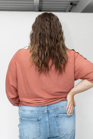 The Signature Boat Neck Textured Knit Sweater | Artisanal Dusty Clay - Love Marlow