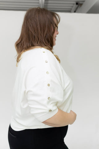 The Signature Boat Neck Textured Knit Sweater in Summer Ecru - Love Marlow