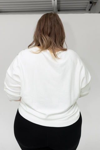 The Signature Boat Neck Textured Knit Sweater in Summer Ecru - Love Marlow