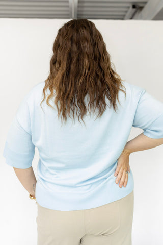 The Signature Dolman V-Neck: Airy Pale Blue Knit - Love Marlow
