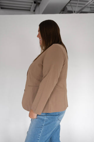 The Signature Tailored Stretch Blazer in Soft Brown - Love Marlow