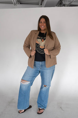 The Signature Tailored Stretch Blazer in Soft Brown - Love Marlow