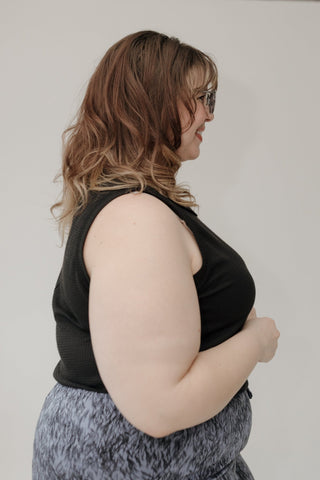 Thermal Round Neck Knit Tank Top – Black - Love Marlow