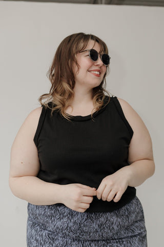 Thermal Round Neck Knit Tank Top – Black - Love Marlow