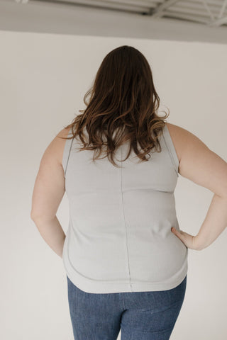 Thermal Round Neck Knit Tank Top – Pearl Grey - Love Marlow