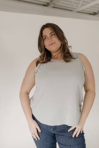 Thermal Round Neck Knit Tank Top – Pearl Grey - Love Marlow