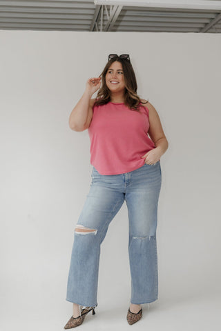 Thermal Round Neck Knit Tank Top – Pink - Love Marlow