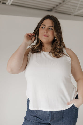 Thermal Round Neck Knit Tank Top – Sun Kissed Ecru - Love Marlow