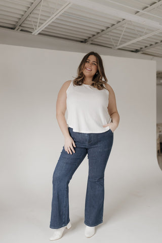 Thermal Round Neck Knit Tank Top – Sun Kissed Ecru - Love Marlow