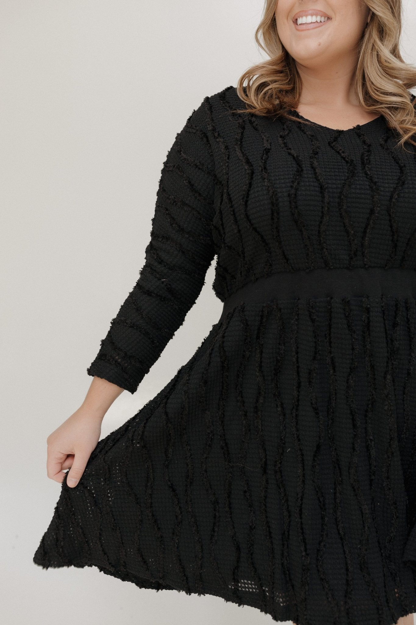 THERMAL TEXTURE LONG - SLEEVE DRESS - Love Marlow
