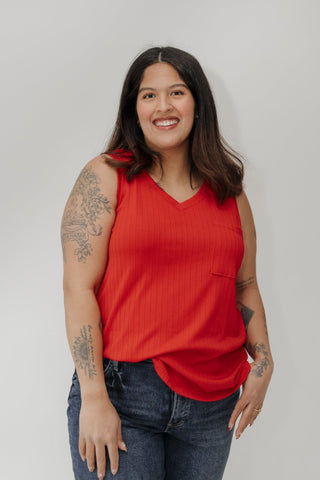 Thick Ribbed Knit Tank Top – Red - Love Marlow