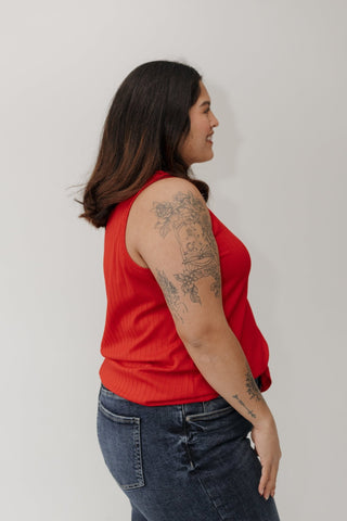 Thick Ribbed Knit Tank Top – Red - Love Marlow