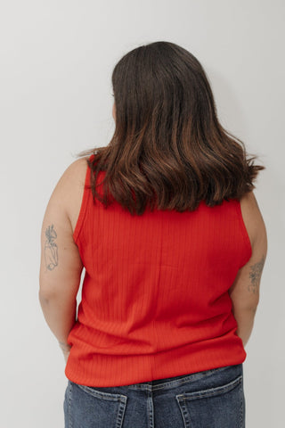 Thick Ribbed Knit Tank Top – Red - Love Marlow