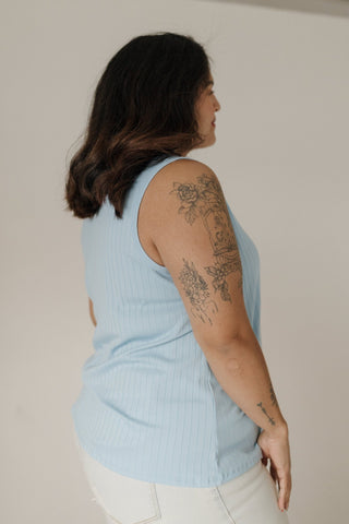 Thick Ribbed Knit Tank Top – Sky Blue - Love Marlow