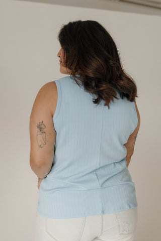 Thick Ribbed Knit Tank Top – Sky Blue - Love Marlow