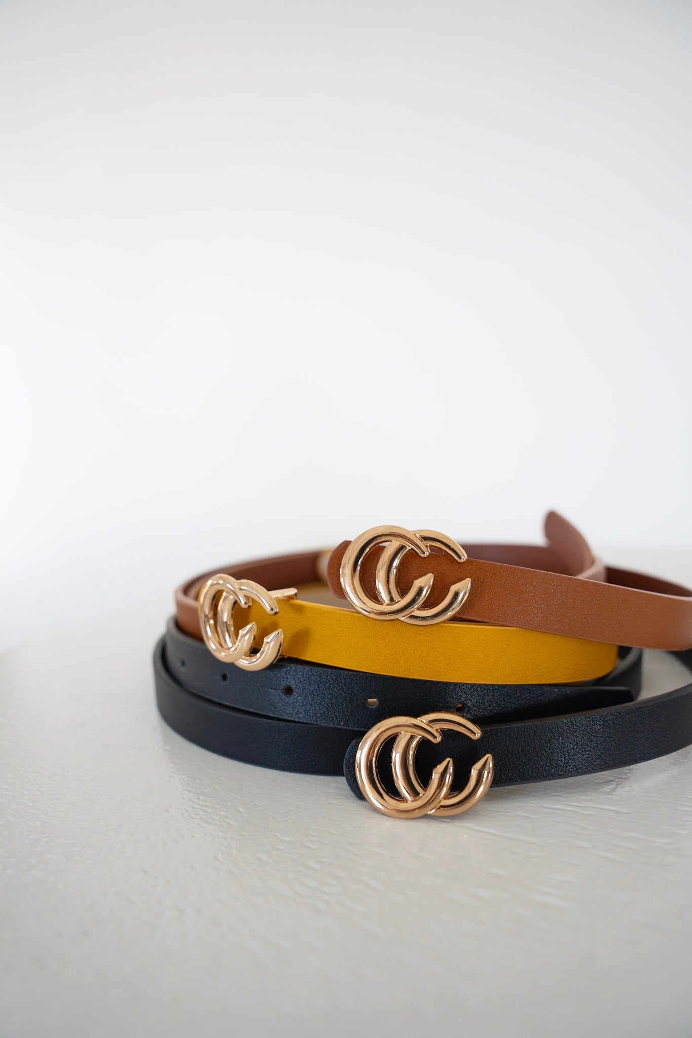 Thin Belt with Gold Accent in Black - Love Marlow