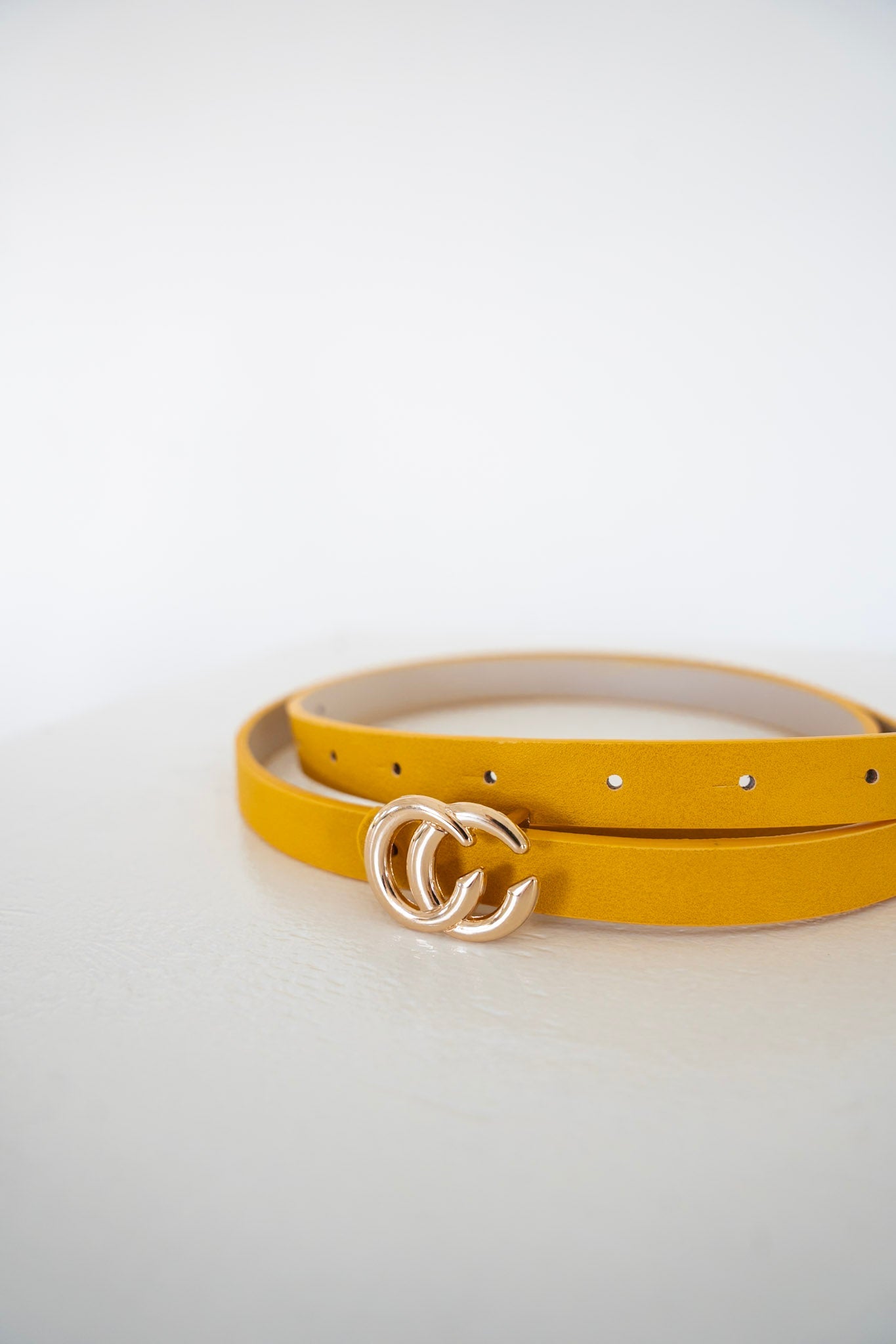 Thin Belt with Gold Accent in Mustard - Love Marlow
