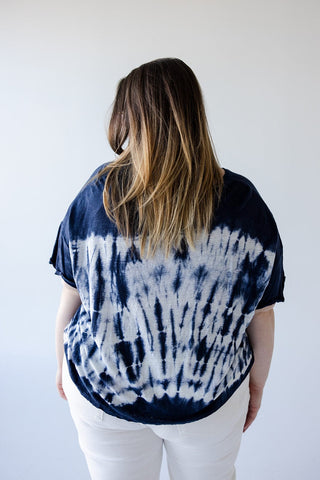 TIE DYE CROPPED TEE IN NAVY - Love Marlow