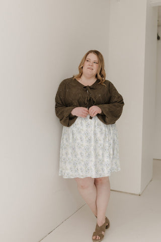 Tie - Front Cable Knit Cropped Cardigan in Luxe Sagewood - Love Marlow